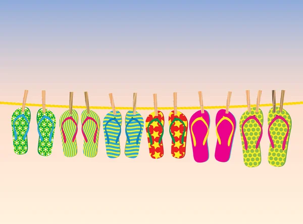 Flip-flops on a rope — Stock Vector