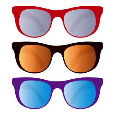 Collection of sunglasses isolated on white clipart