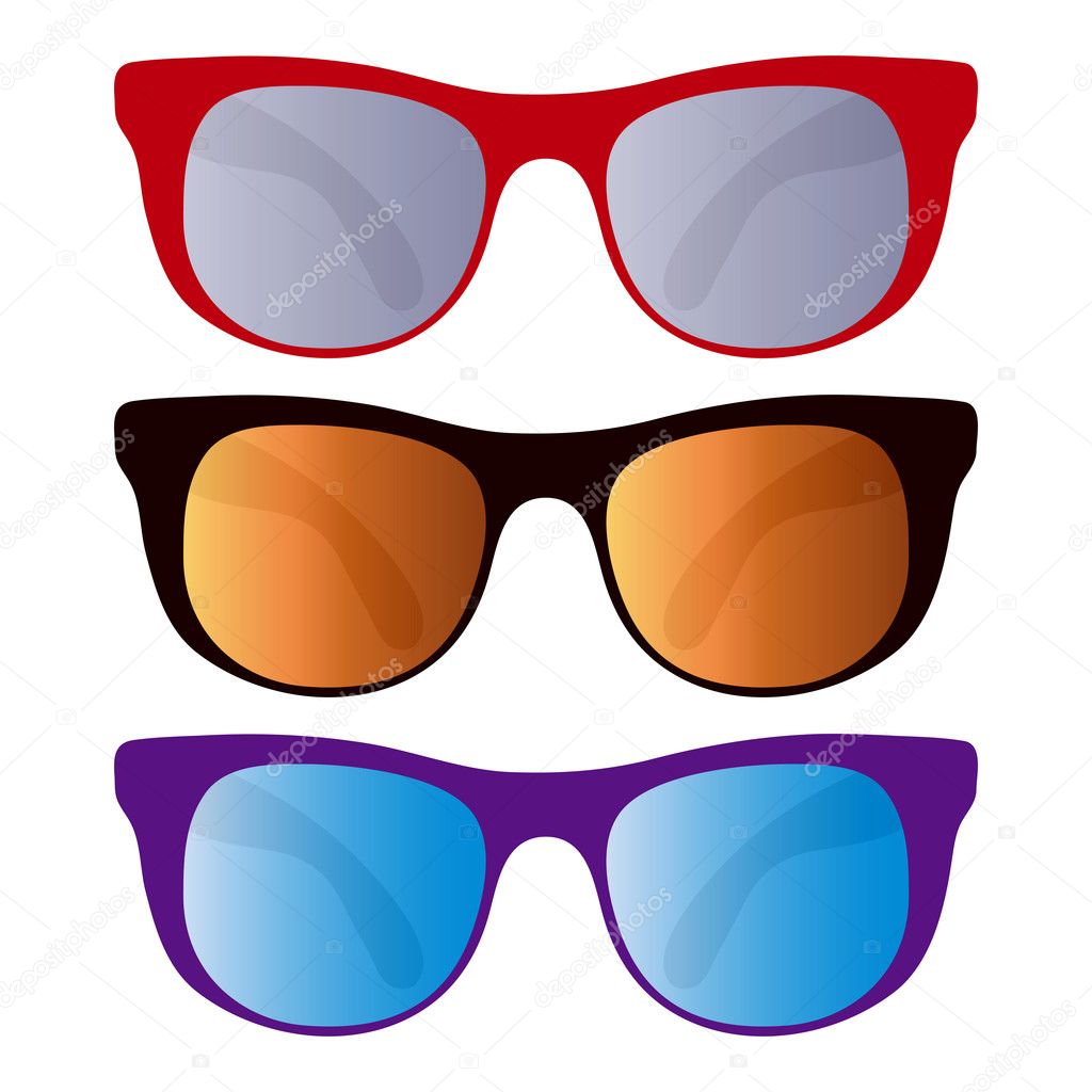 Collection of sunglasses isolated on white
