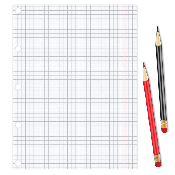 Лист белой бумаги с карандашами — стоковый вектор