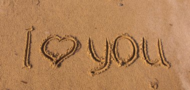 Inscription on the sand, I love you clipart