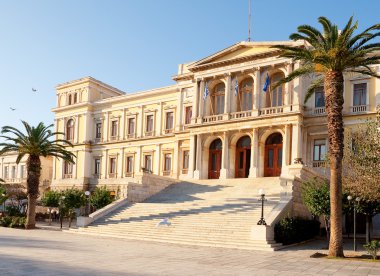 Government building in the Greek town clipart