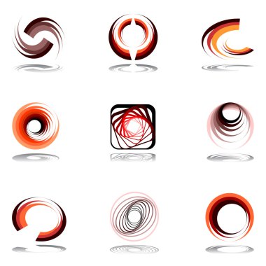 Design elements in warm colors. Set 16. clipart