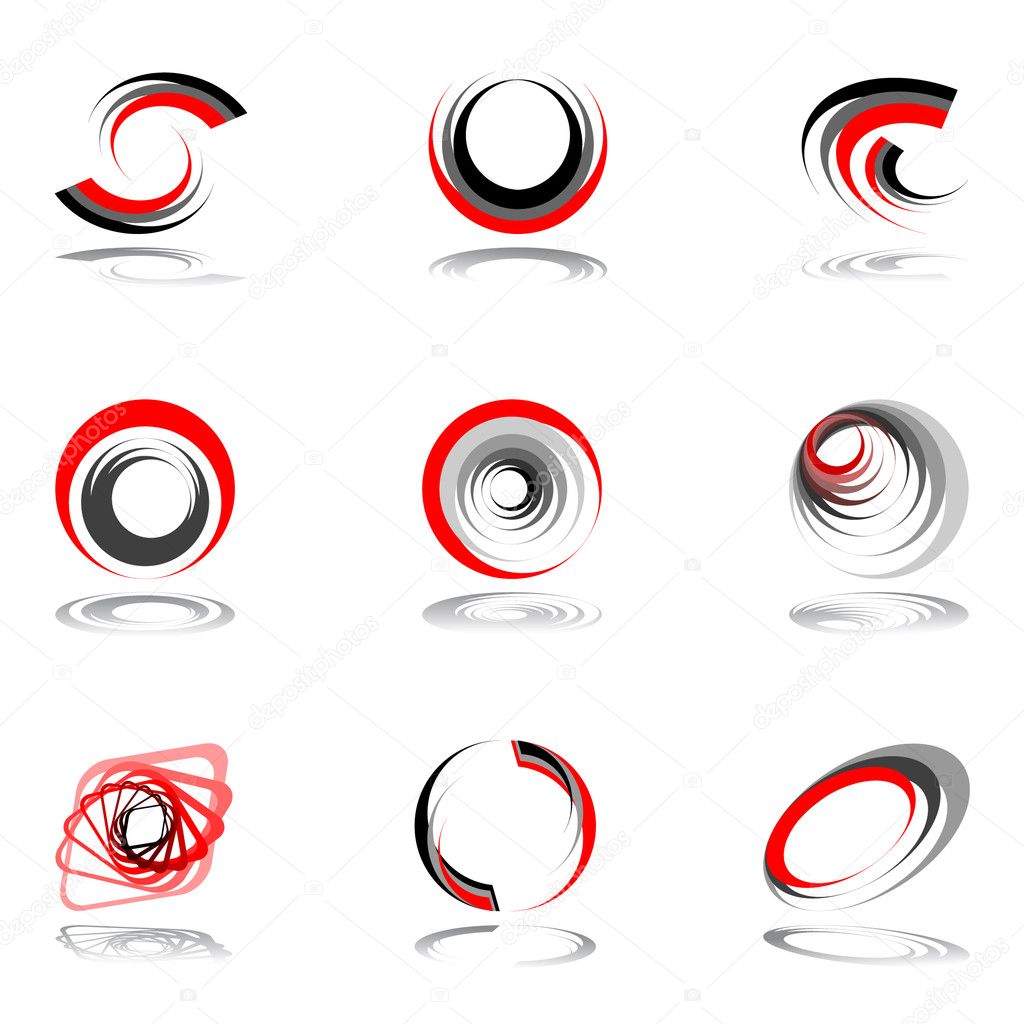 Design elements set in red-grey colors.