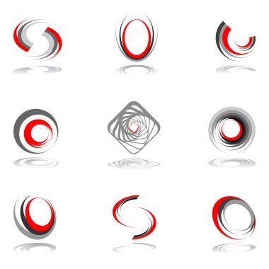 Design elements in red-grey colors #2. clipart