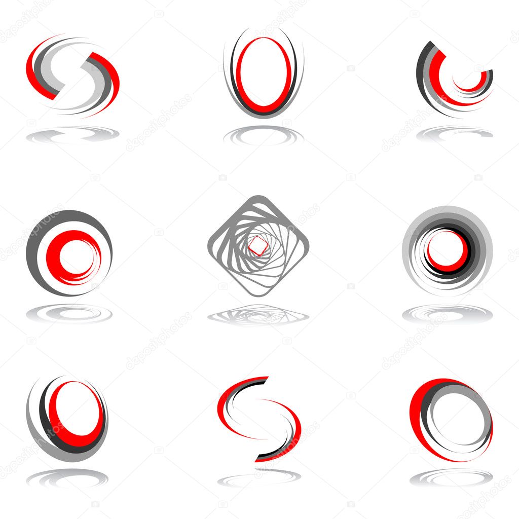 Design elements in red-grey colors #2. Vector illustration.