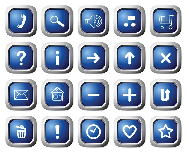 Botões quadrados com símbolos . — Vetor de Stock