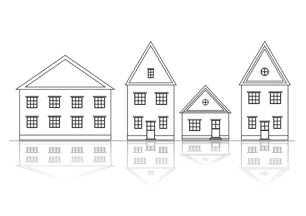 Houses set. Outlined view. — Stock Vector