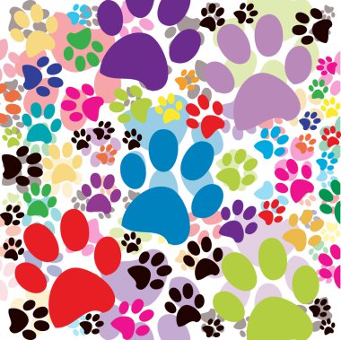 Background with colored paws clipart