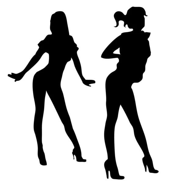 Mooie meisjes silhouetten met lange benen — Stockfoto