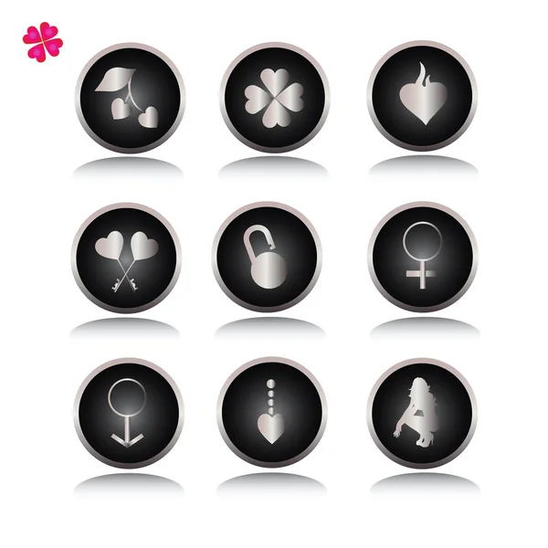 Collezione icone nere con amore — Foto Stock
