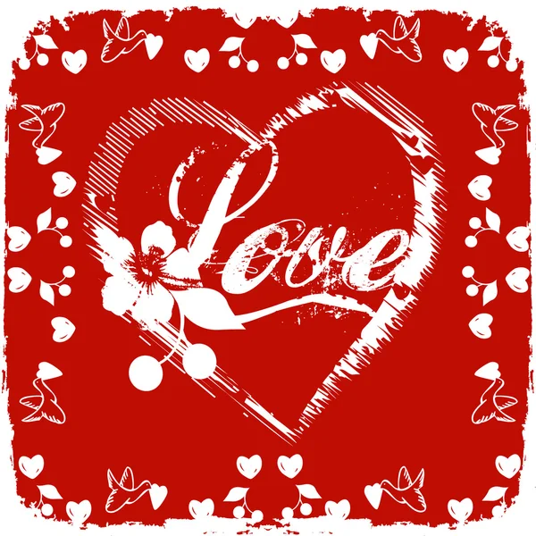 Cartolina d'amore su sfondo rosso — Foto Stock
