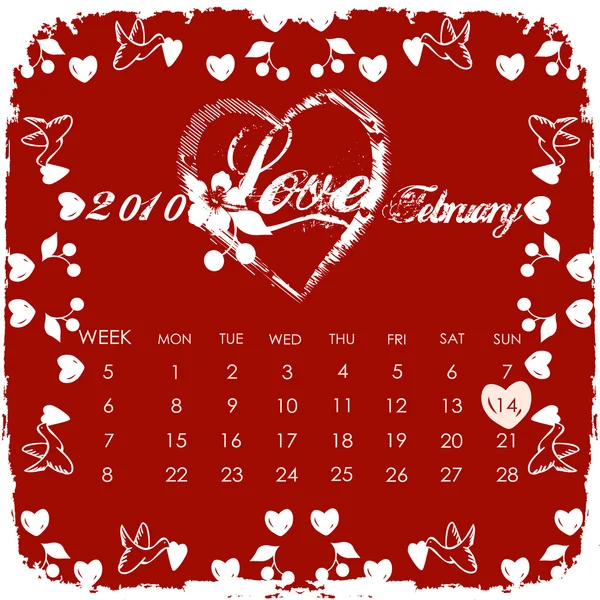 Валентинов календарь 2010 — стоковое фото