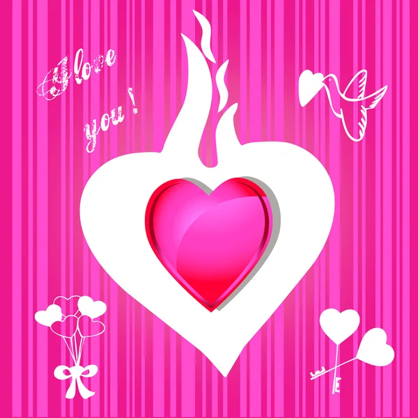 Valentin Kártya rózsaszín háttér — Stock Fotó