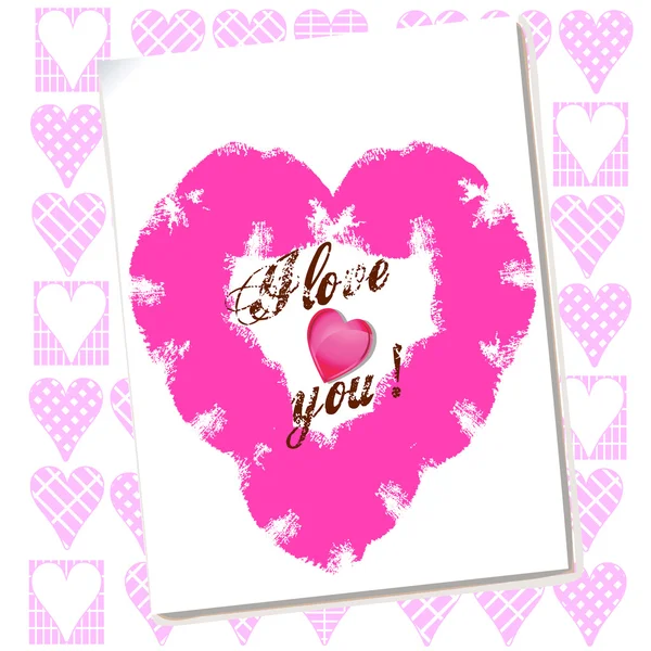 Valentine kärlek kort med hjärtan — Stockfoto
