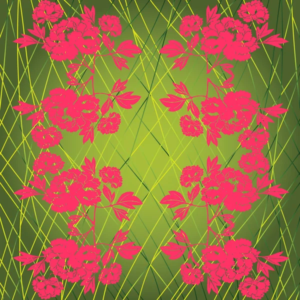 緑色の背景で web ピンク花 — ストック写真