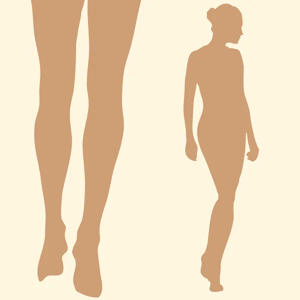 Mulher com bela pele e pernas silhuetas — Fotografia de Stock