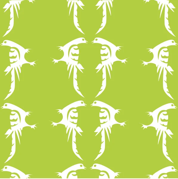 White birds pattern on green