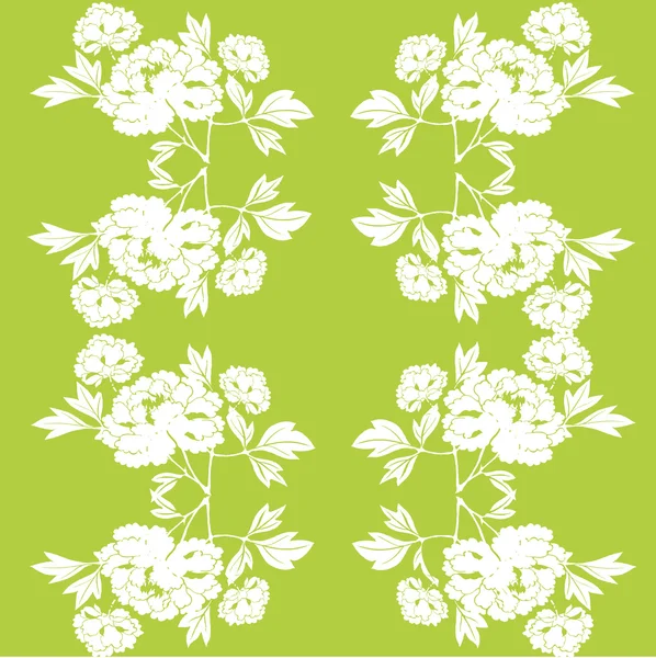 无缝绿色背景上的白花 — 图库照片