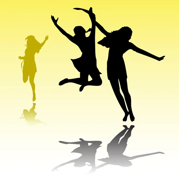 Jonge meisjes springen — Stockfoto