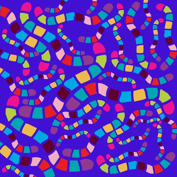 Fondo azul con gusanos de mosaico de colores — Foto de Stock