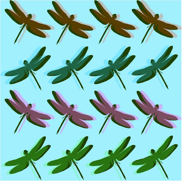 蓝色流行艺术与蜻蜓 — 图库照片