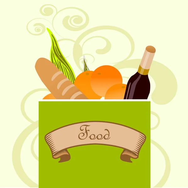 Essen und Trinken auf grünem Hintergrund — Stockfoto