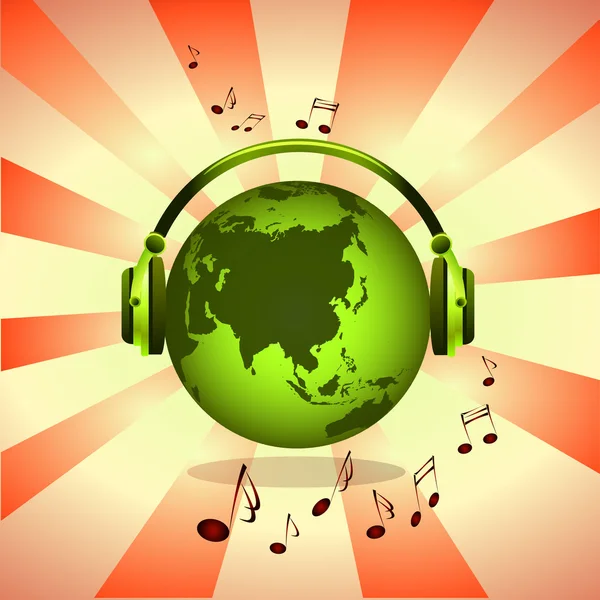 Grüne Erde mit Musik — Stockfoto