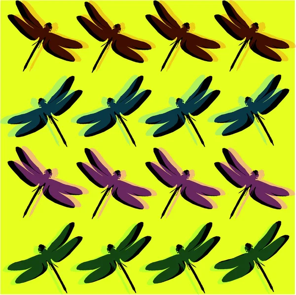 Pop art background with dragonflies