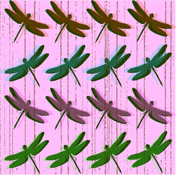 Popart libellen met grunge op roze — Stockfoto