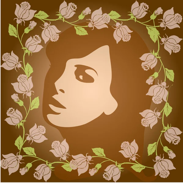 Retro vrouw portret met rozen — Stockfoto