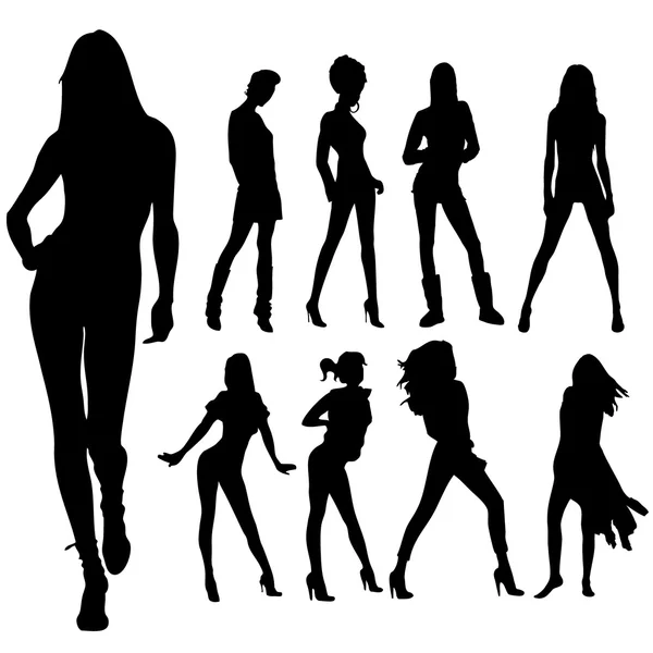 Vrouwen silhouetten met mode houding — Stockfoto