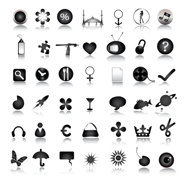 Коллекция чёрных икон — стоковое фото