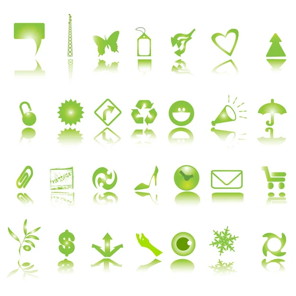 Yeşil Icons collection — Stok fotoğraf