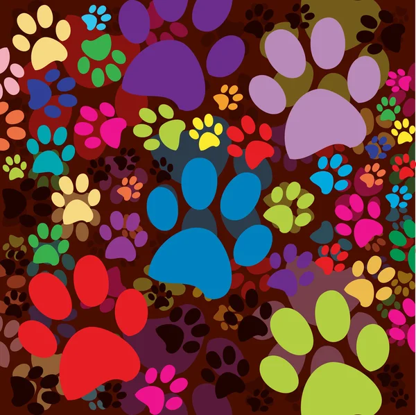 Dark background with colored paws — Stock Photo, Image