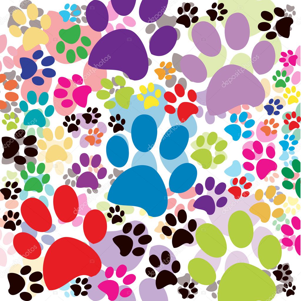 Background with colored paws