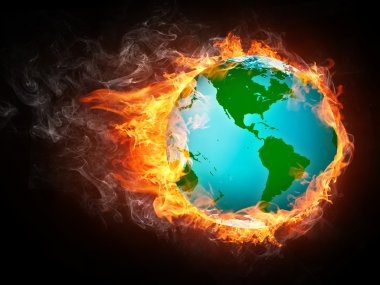 Globe in Flame clipart