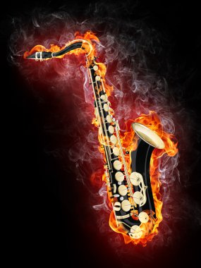Saxophone in Flame clipart
