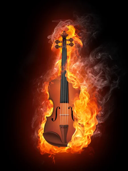 Violin i brand — Stockfoto