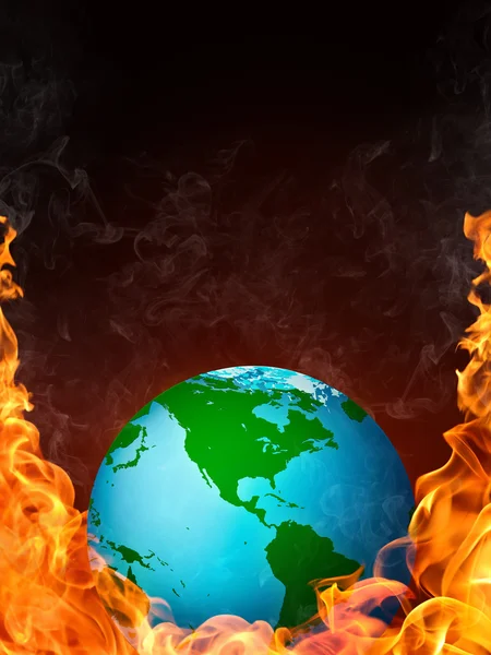 Globus in Flammen — Stockfoto