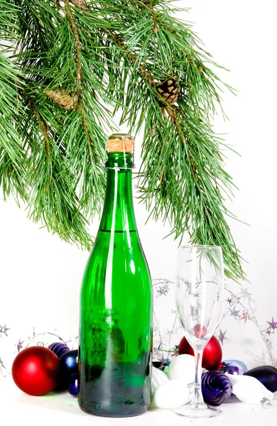 Composition de Noël avec champagne — Photo
