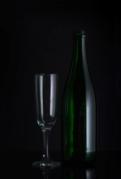 Champán Botella con copa — Foto de Stock