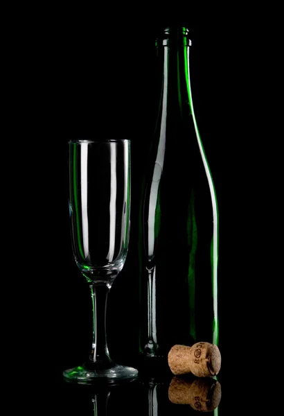 Champagne bottle with glass — Stock Photo, Image