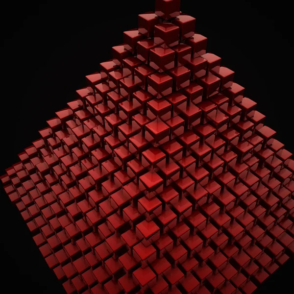 Abstracte 3d illustratie van rode blokjes, blokken achtergrond — Stockfoto