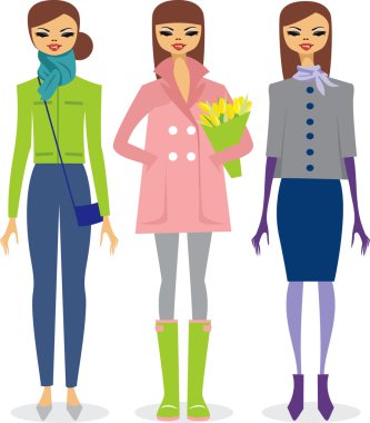 Fashionable spring girl clipart