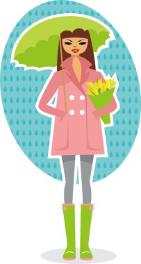 Happy spring girl clipart