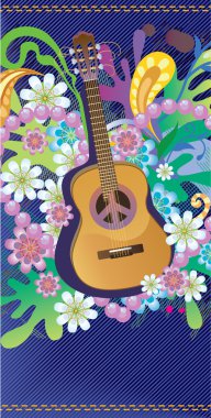 Hippie guitar clipart