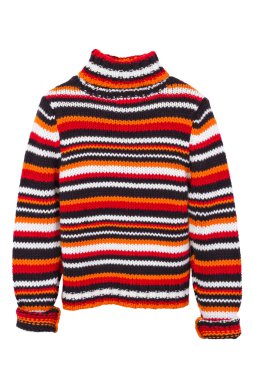 Orange knit jumper, sweater, isolated clipart