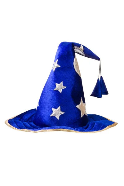銀製の星と青いウィザードの帽子 — ストック写真