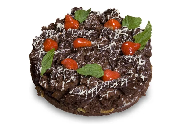 Čokoládový dort s jahodami — Stock fotografie